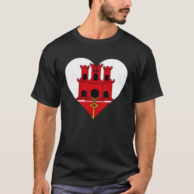 Camiseta Gibraltar Flag Heart Gibraltar  Love Gibraltar (Frente)