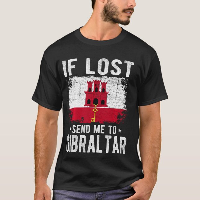 Camiseta Gibraltar Flag Souvenir - Se perdido envie-me para (Frente)