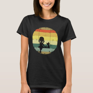 Camiseta Gif Amor Menina Vintage Retro E Gato Balanço Cadei