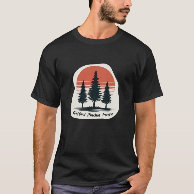 Camiseta Gifford Pinchot Forest with Red Sunset (Frente)