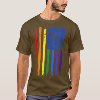 Camiseta Gift Cute LGBT Pride Rainbow American Flag Gay Pri