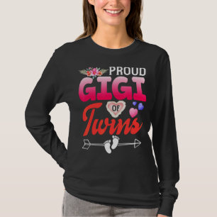 Camiseta Giga Orgulhosa De Gêmeos Vovó Floral Feliz Mãe
