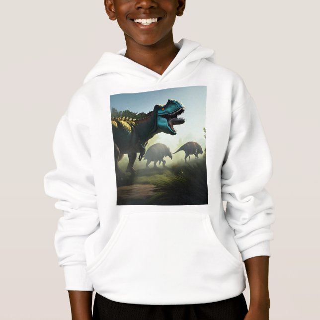Camiseta Giganotossaurus Dinossauros Prowling, Crianças Hoo (Frente)