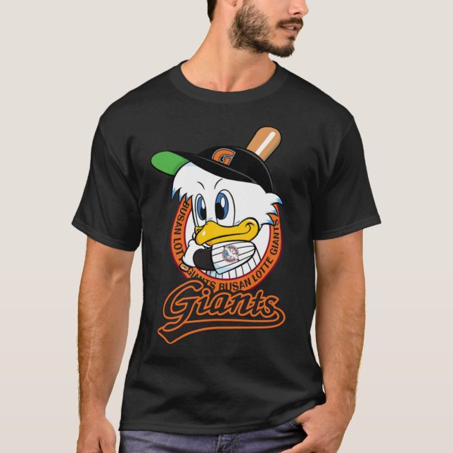 Camiseta Gigantes Lotte Logotipo Busan KBO Mascot Clássico  (Frente)