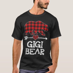 Camiseta Gigi Bear Christmas Pajama Red Xadrez Buffalo Fami