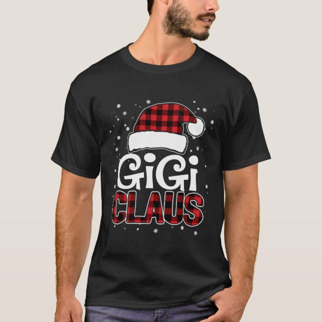 Camiseta Gigi Claus Christmas Santa Hat Buffalo Match de Xa (Frente)