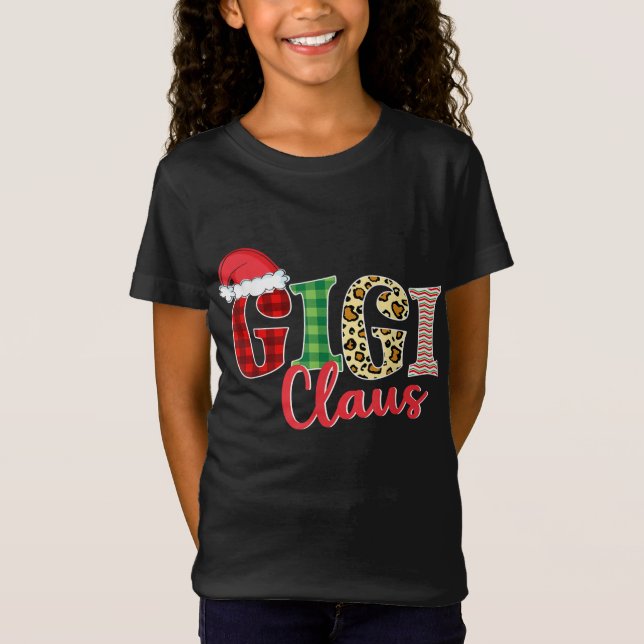 Camiseta Gigi Claus Santa Hat Engraçado Xmas Pajama Clothin (Frente)