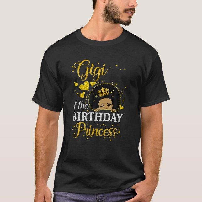 Camiseta Gigi Do Aniversário, Princesa Afro-Americana (Frente)