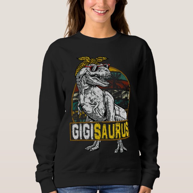 Camiseta Gigisaurus Leopard Rex Dinosaur Gigi Saurus Mãe (Frente)
