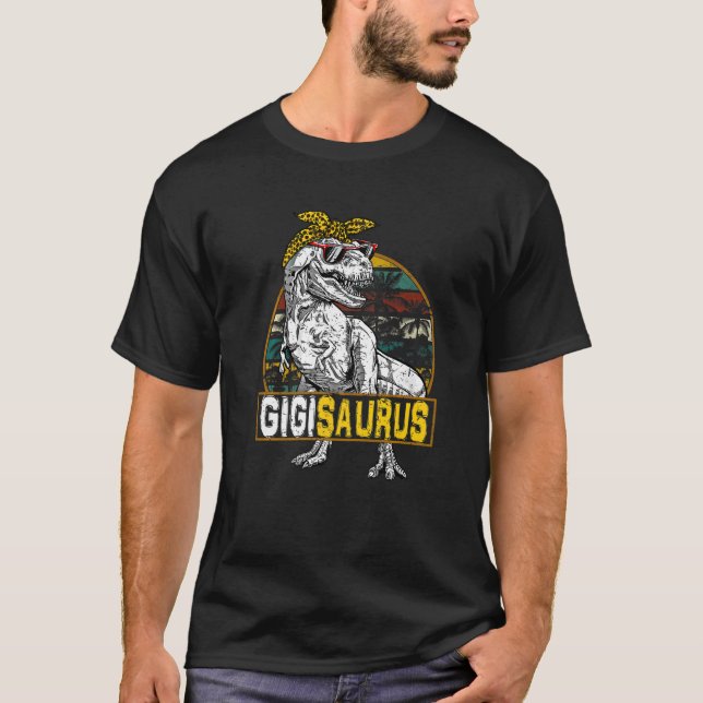 Camiseta Gigisaurus Leopard Rex Dinosaur Gigi Saurus Mãe (Frente)