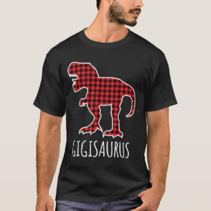 Camiseta Gigisaurus Xadrez de Búfalo Dinossauro Engraçado C