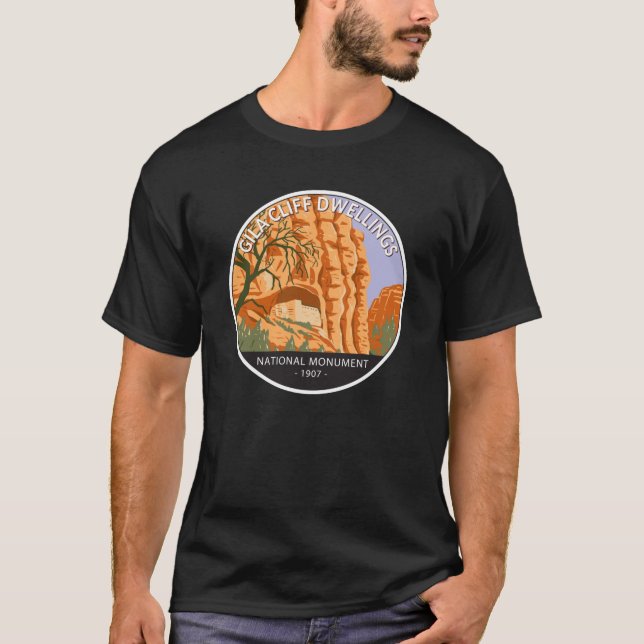 Camiseta Gila Cliff Dwellings - Círculo Nacional do Monumen (Frente)