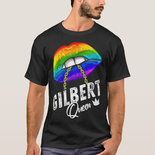Camiseta Gilbert Queen LGBTQ Gay Pride Flag Lips Rainbow Me (Frente)
