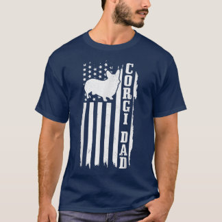 Camiseta Gilf Corgi Pai Vintage American Flag Patriotic Cor