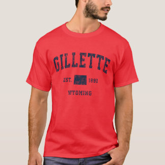 Camiseta Gillette Wyoming WY Design Esportivo Vintage Azul-