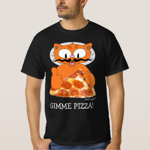 Camiseta GIMME PIZZA! Señor Gato com Pepperoni Pizza Slice