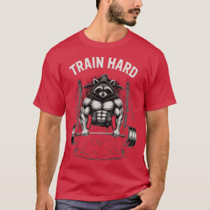 Camiseta Gimnasta de Guaxinim Muscular Warriorrain Treiname