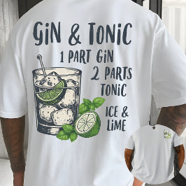 Camiseta Gin and Tonic Recipe Vintage Cocktail Illustration