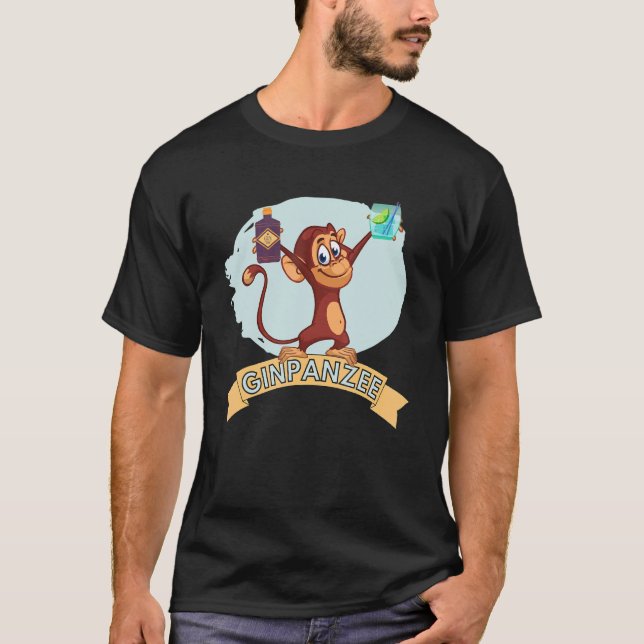 Camiseta Gin Chimp Gosta De Beber Cocktails De Gin Com Amig (Frente)