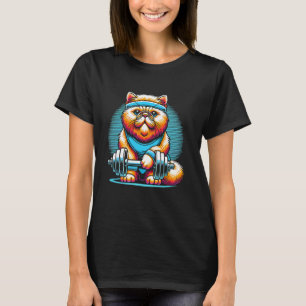 Camiseta Ginásio de Levantamento de Peso de Gato Fitness Ar