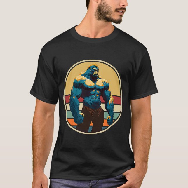 Camiseta Ginásio de musculação de gorila Macaco Gorilas Lev (Frente)