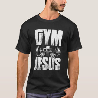 Camiseta Ginásio Religioso Jesus Barbell Levantando Peso