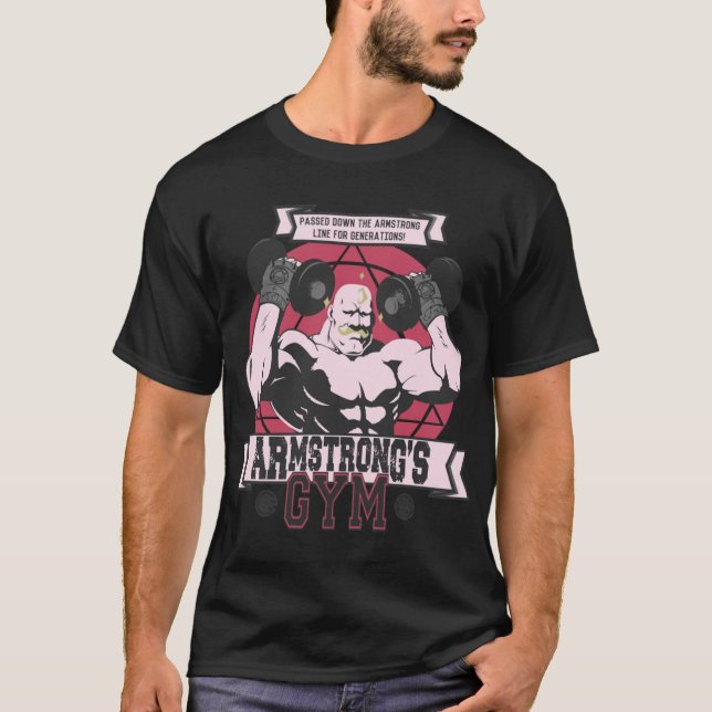 Camiseta Ginásio Strong Arm retrô (Frente)