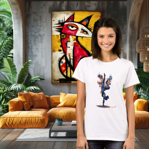 Camiseta Ginasta Abstrata Arte de Movimento em Tinta Flui
