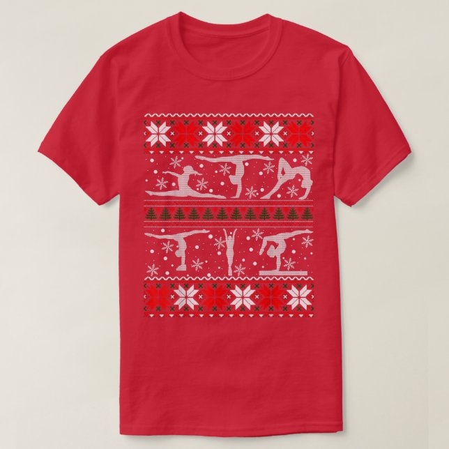 Camiseta ginasta de Natal Feliz de Férias Feliz Xm (Frente do Design)