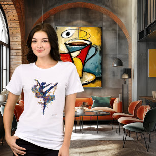 Camiseta Ginasta Rítmica Abstrata Tinta Fluida Aquarela M