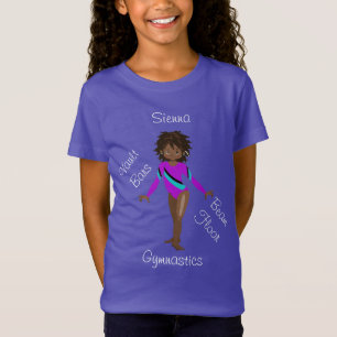 Camiseta Ginástica Afro-Americana, Olhos Marrons, Leão Roxo