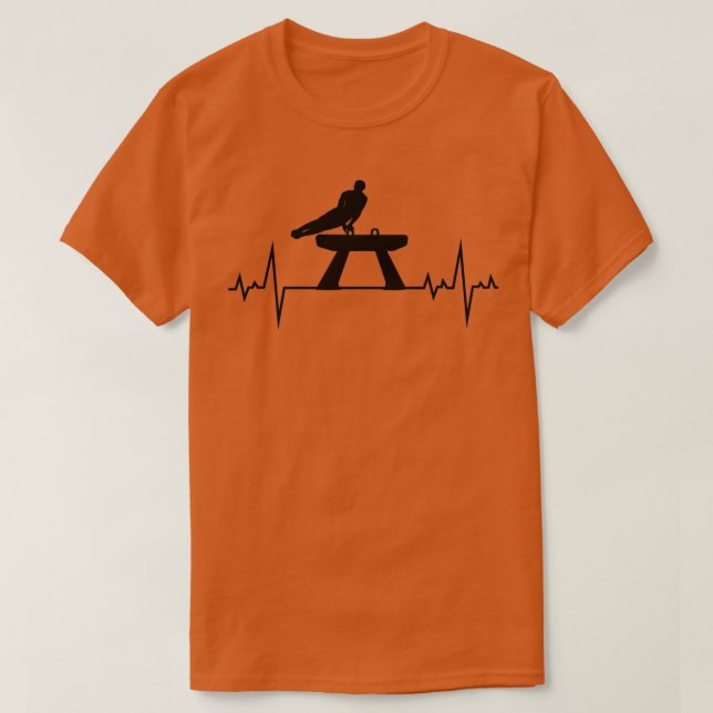 Camiseta Ginástica Artística Pommel Horse Gymnast Heartbeat (Frente do Design)