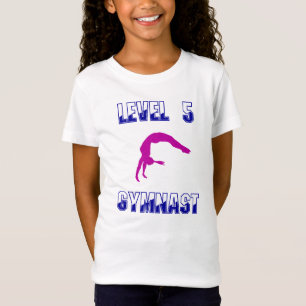 Camiseta ginástica Azul de ginástica e Magenta de Nível 5