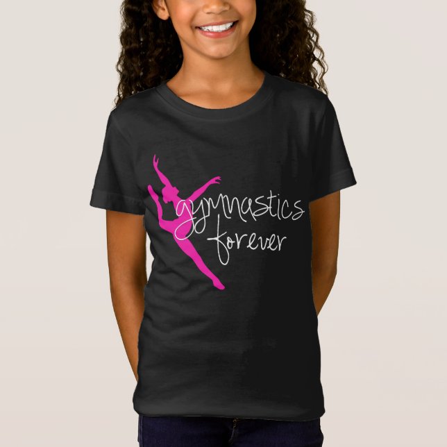 Camiseta Ginástica cor-de-rosa da silhueta para sempre (Frente)