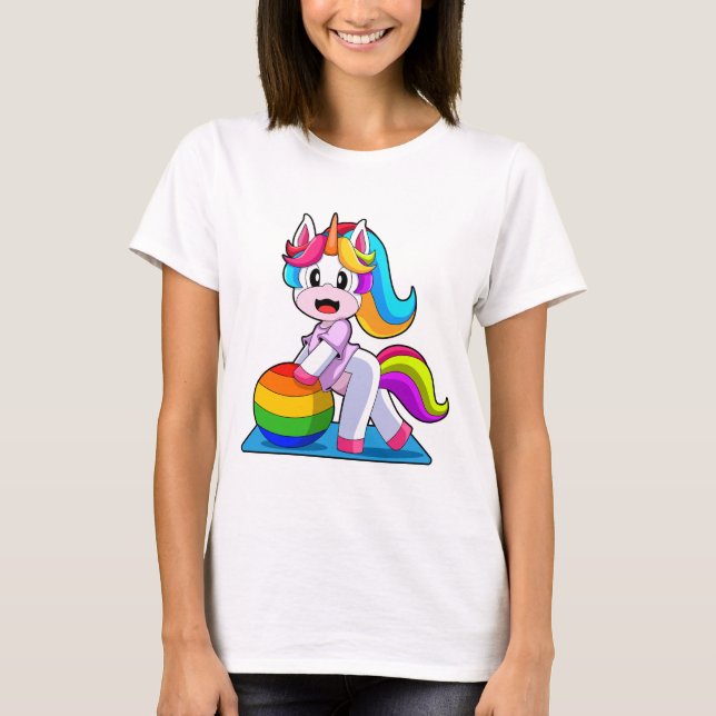 Camiseta Ginástica de Academia de Treino de Unicórnio (Frente)