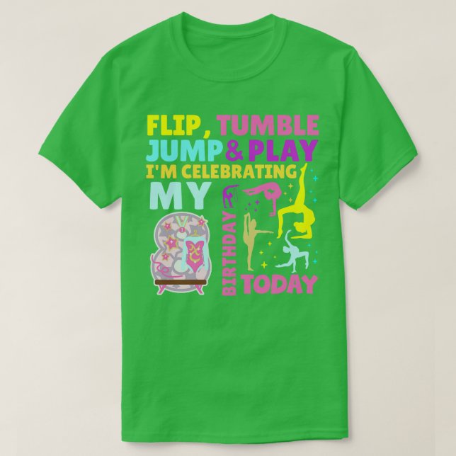Camiseta Ginástica de Aniversário das Meninas Oitava Crianç (Frente do Design)