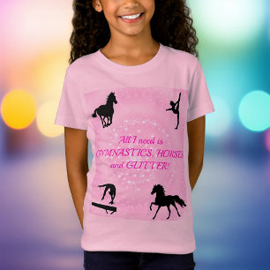 Camiseta Ginástica De Meninas, Cavalos, Camiseta-T
