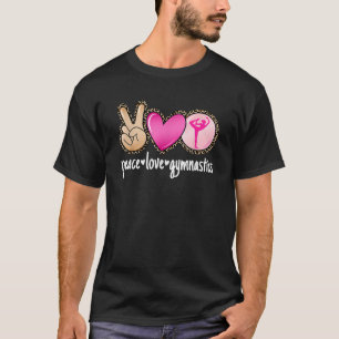 Camiseta Ginástica de Paz Amor Estampa de Leopardo Mulheres