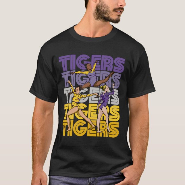Camiseta Ginástica de Tigres Retro Roxo _ Gymnasts Dourados (Frente)