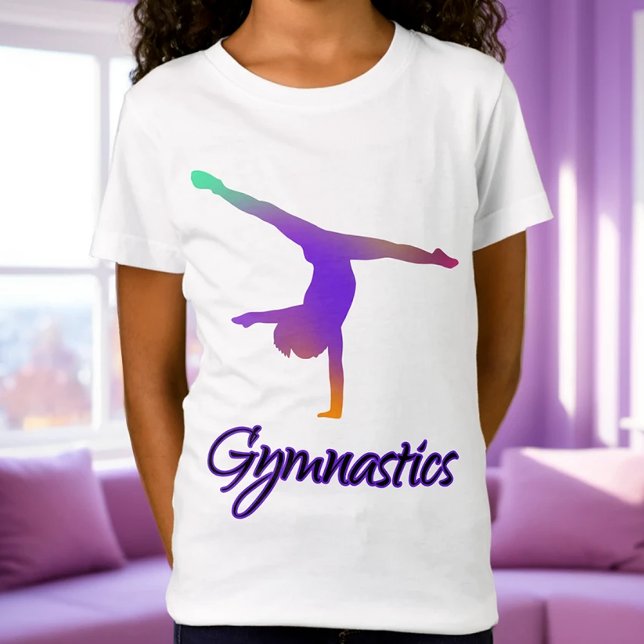 Camiseta Ginástica Gradiente de Ombre Púrpura Cor-de-Rosa d (Criador carregado)