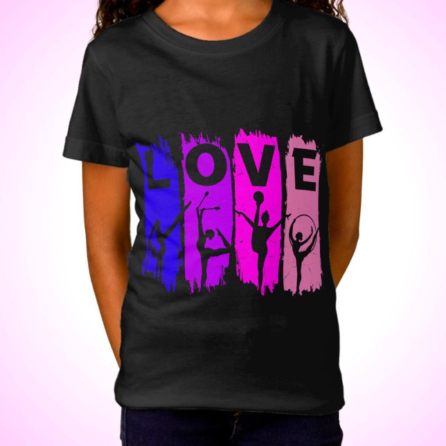 Camiseta Ginástica Rítmica de Amor Rosa e Roxo (Criador carregado)