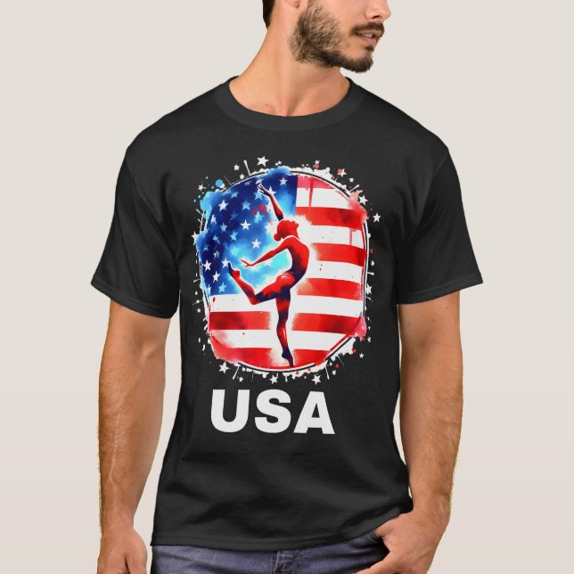 Camiseta Ginástica Roupa da Equipe dos Estados Unidos (Frente)