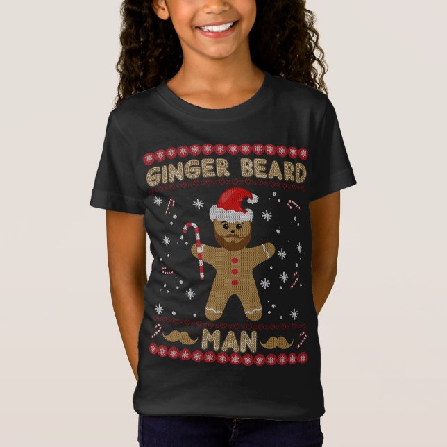 Camiseta Ginger Beard Man Engraçado Gingerpão Feio Natal (Frente)