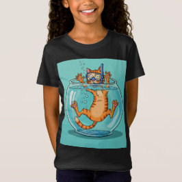 Camiseta Ginger Cat em um Aquário, por Natasha Us