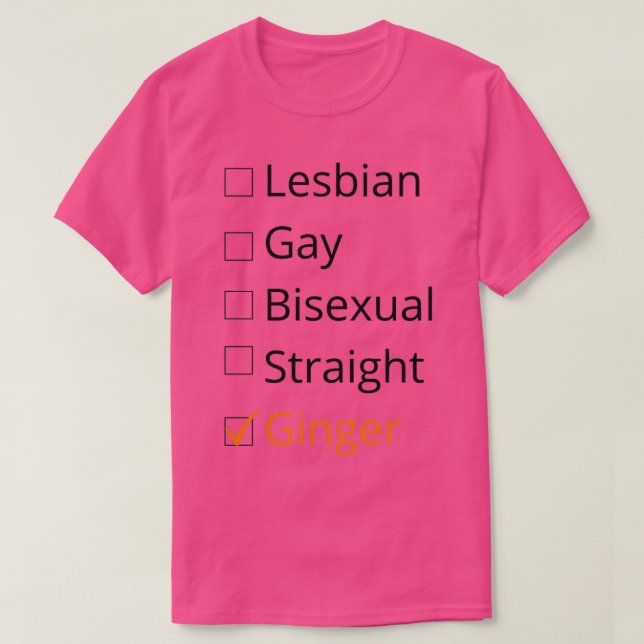Camiseta Ginger de Hetero bissexual lésbica Gay (Frente do Design)