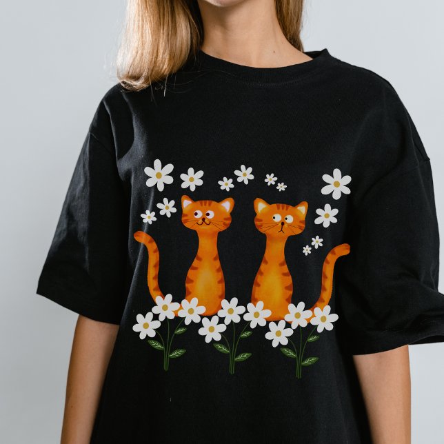 Camiseta Ginger Floral Orange Cat Energy (Criador carregado)