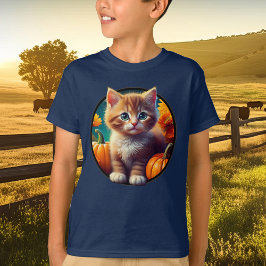 Camiseta Ginger Kitten Autumn Harvest Pumpkins Boys