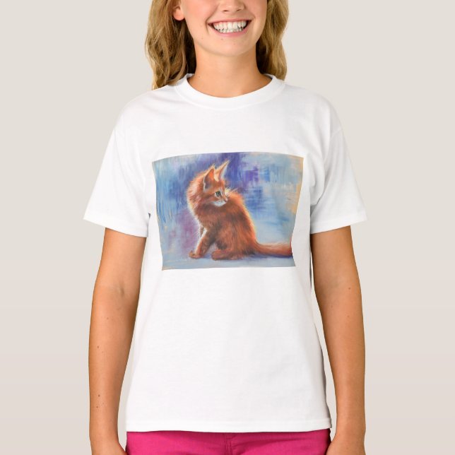 Camiseta Ginger Kitten na Luz Pastel (Frente)
