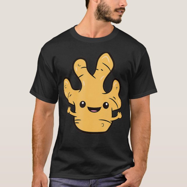 Camiseta Ginger Lover Kawaii Ginger Root Vegetable Love Gin (Frente)