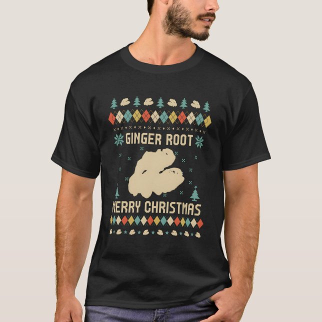 Camiseta Ginger Root Funny Ugly Sweater Retro Para C (Frente)
